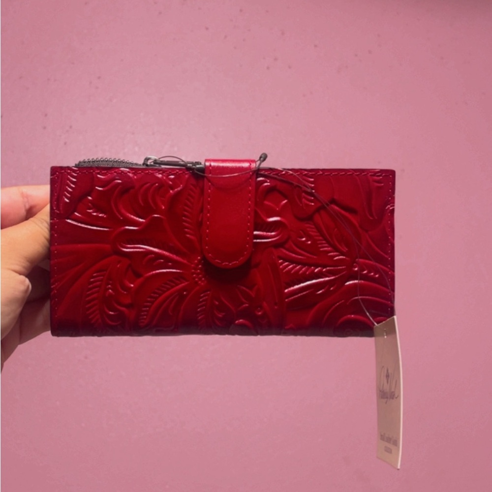 Red Embossed Leather Wallet-Patricia Nash